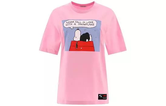 Футболка с круглым вырезом и принтом Moncler, розовый