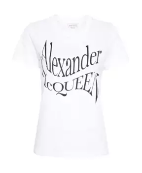 Футболка с круглым вырезом и принтом спереди Alexander Mcqueen, белый