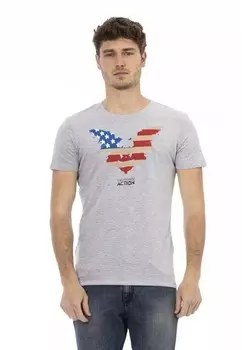 Футболка с круглым вырезом и принтом спереди Trussardi Action, серый