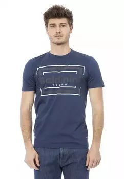 Футболка с круглым вырезом и принтом спереди Baldinini Trend, синий