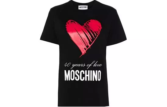 Футболка с круглым вырезом и принтом в виде сердца MOSCHINO, черный