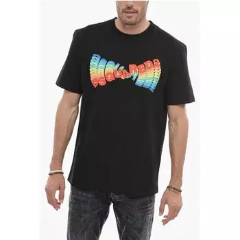 Футболка с круглым вырезом и разноцветным логотипом Dsquared2, Black