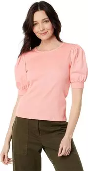 Футболка с круглым вырезом и рукавами-буфами из поплина bobi Los Angeles, цвет Kiss