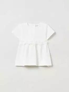 Футболка с круглым вырезом и рюшами Fagottino, цвет white