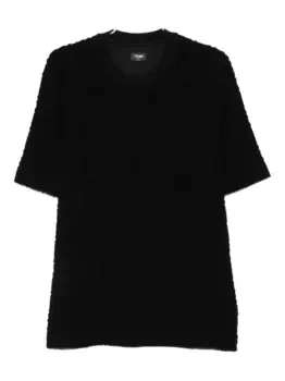 Футболка с круглым вырезом и текстурированной отделкой FENDI, черный