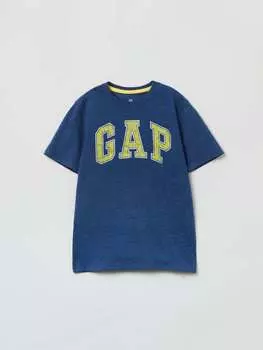 Футболка с круглым вырезом и винтажным логотипом Gap, цвет blue marl