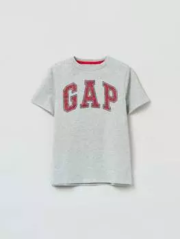 Футболка с круглым вырезом и винтажным логотипом Gap, цвет light grey marl
