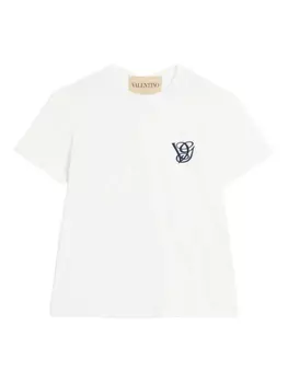 Футболка с круглым вырезом и вышитым логотипом Valentino Garavani, белый