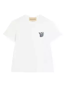 Футболка с круглым вырезом и вышитым логотипом VALENTINO GARAVANI, белый