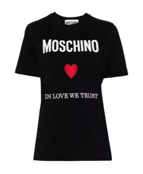 Футболка с круглым вырезом и вышивкой логотипа Moschino, черный
