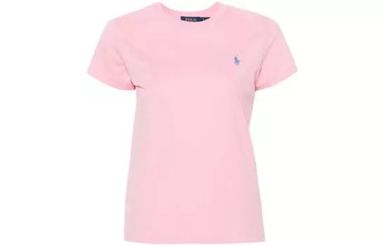 Футболка с круглым вырезом и вышивкой «Пони» Polo Ralph Lauren, розовый