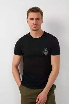 Футболка с круглым вырезом из 100% хлопка с принтом 5902264 Buratti, черный