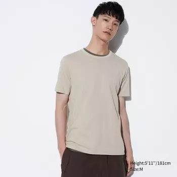 Футболка с круглым вырезом из 100% хлопка Supima UNIQLO, бежевый