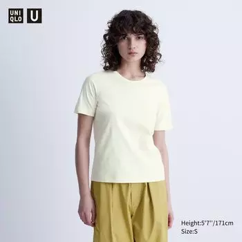Футболка с круглым вырезом из 100% хлопка Supima UNIQLO, кремовый