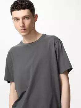 Футболка с круглым вырезом из 100% хлопка supima Uniqlo, цвет 07 серый