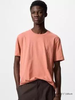 Футболка с круглым вырезом из 100% хлопка supima Uniqlo, цвет 22 оранжевый