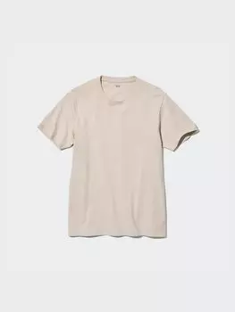 Футболка с круглым вырезом из 100% хлопка supima Uniqlo, цвет 31 бежевый