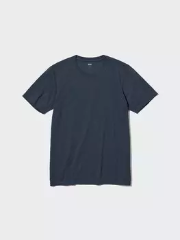 Футболка с круглым вырезом из 100% хлопка supima Uniqlo, цвет 69 синий