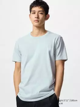 Футболка с круглым вырезом из 100% хлопка supima Uniqlo, цвет 50 зеленый