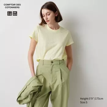 Футболка с круглым вырезом из 100% льна UNIQLO, желтый