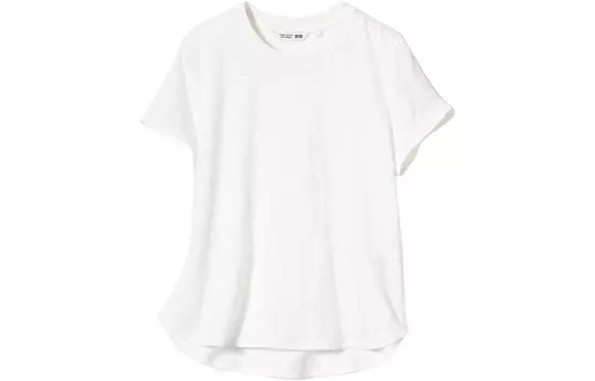 Футболка с круглым вырезом из 100% льна UNIQLO, молочно-белый