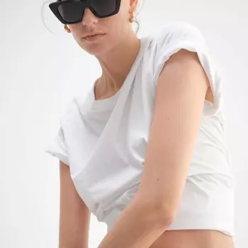 Футболка с круглым вырезом из эластичного хлопка и модала Gap, белый