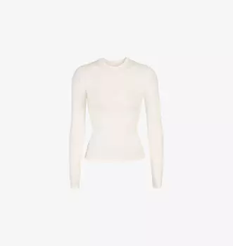 Футболка с круглым вырезом из эластичного хлопка Skims, цвет marble