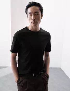 Футболка с круглым вырезом из чистого хлопка Supima Autograph, черный