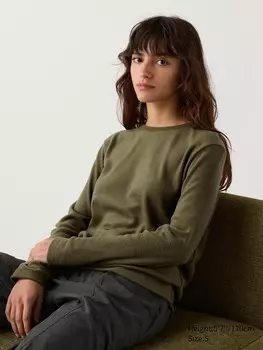 Футболка с круглым вырезом из флиса heattech Uniqlo, зеленый