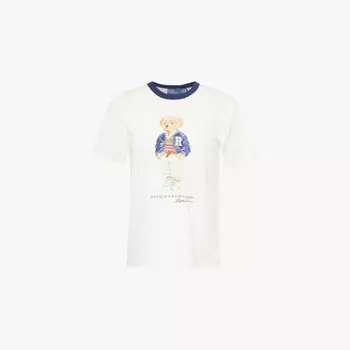 Футболка с круглым вырезом из хлопкового джерси с принтом «Медведь» Polo Ralph Lauren, красный