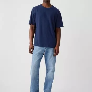 Футболка с круглым вырезом из льняной смеси Gap, синий