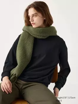 Футболка с круглым вырезом из мягкого трикотажного флиса длинный рукав Uniqlo, черный