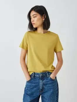 Футболка с круглым вырезом из органического хлопка с короткими рукавами John Lewis, оливенит