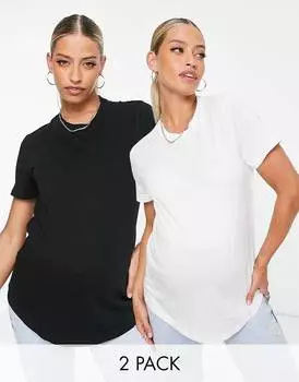 Футболка с круглым вырезом из смесового хлопка ASOS DESIGN Maternity Ultimate, 2 шт.