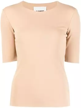 Футболка с круглым вырезом Jil Sander, коричневый