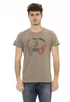 Футболка с круглым вырезом короткими рукавами и принтом спереди Trussardi Action, зеленый