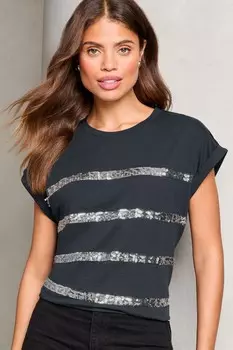 Футболка с круглым вырезом Lipsy, синий