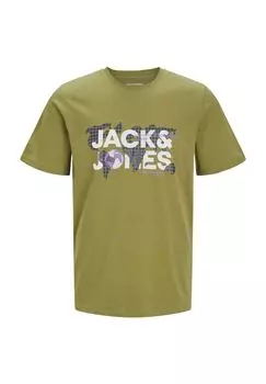 Футболка с круглым вырезом, логотип, для мужчин Jack & Jones, цвет Olive Bran