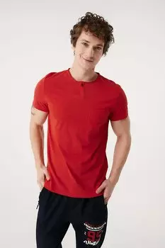 Футболка с круглым вырезом на пуговицах и карманами Fullamoda