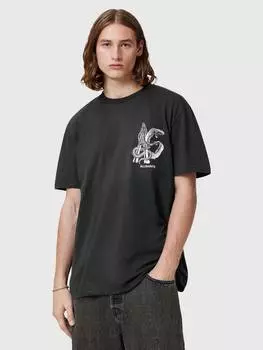 Футболка с круглым вырезом оверсайз из органического хлопка AllSaints, цвет Washed Black