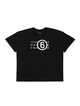 Футболка с круглым вырезом с логотипом Little Kid's & Kid's Mm6 Maison Margiela, черный