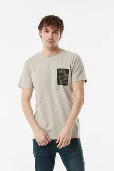 Футболка с круглым вырезом с принтом Fullamoda, бежевый