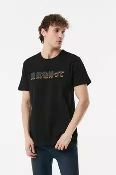 Футболка с круглым вырезом с принтом Fullamoda, черный