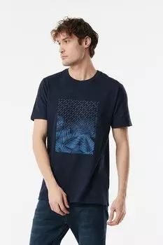 Футболка с круглым вырезом с принтом Fullamoda, темно-синий