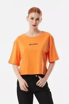 Футболка с круглым вырезом с принтом Greater Fullamoda, апельсин