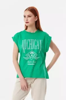 Футболка с круглым вырезом с принтом «Мичиган» Fullamoda