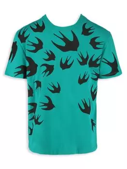 Футболка с круглым вырезом с принтом птиц Mcq Alexander Mcqueen, зеленый