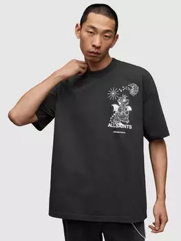 Футболка с круглым вырезом Serenade с короткими рукавами AllSaints, черный/мульти