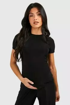 Футболка с круглым вырезом Soft Touch для беременных boohoo, черный