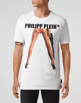 Футболка с круглым вырезом SS Bang Bang Philipp Plein, цвет White+Fuchsia